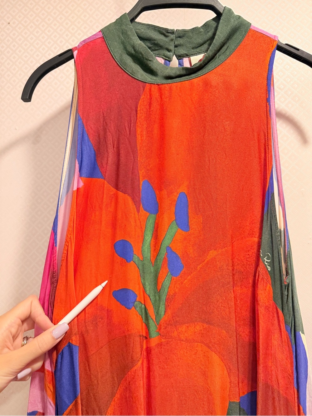 FARM Rio Anthropologie Halter Vibrant Red Floral Watercolor Maxi Dress Size L - Picture 12 of 15